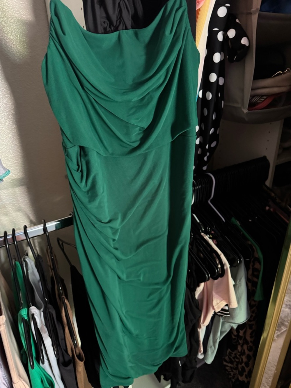Amazon Green Draped Midi Women’s Dress
